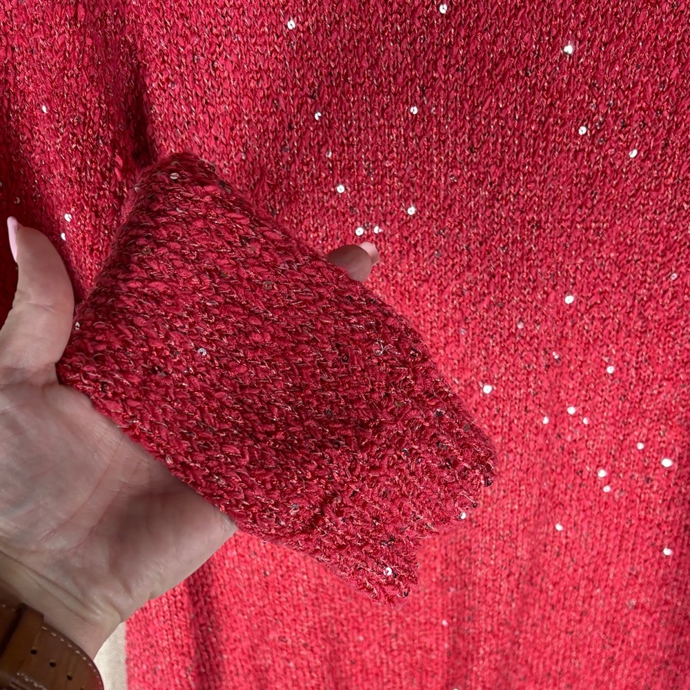 Chicos > Red Sequin Sweater 2/ Medium - Picture 6 of 9